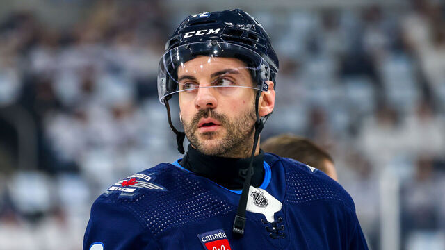WINNIPEG, CANADA - APRIL 30: Dylan DeMelo #2 of the Winnipeg Jets looks on during the pre-game warm up prior to NHL action against the Colorado Avalanche in Game Five of the First Round of the 2024 Stanley Cup Playoffs at Canada Life Centre on April 30, 2024 in Winnipeg, Manitoba, Canada.