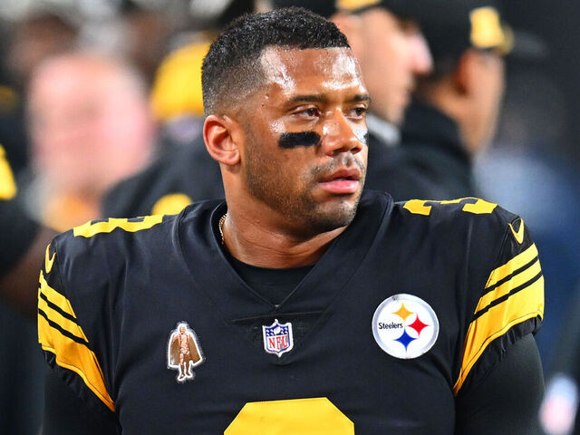 PITTSBURGH, PENNSYLVANIA - OCTOBER 28: Russell Wilson #3 of the Pittsburgh Steelers walks the sidelines during the first quarter against the New York Giants at Acrisure Stadium on October 28, 2024 in Pittsburgh, Pennsylvania.