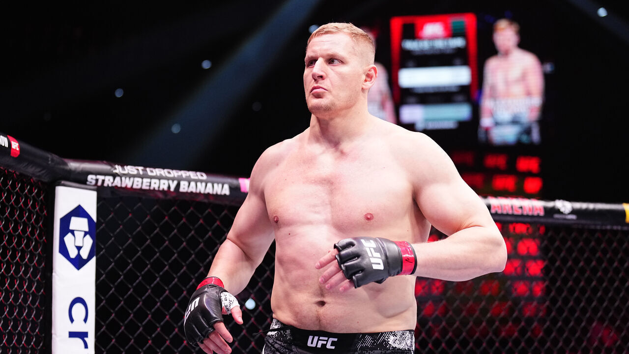 RIYADH, SAUDI ARABIA - JUNE 22: Sergei Pavlovich of Russia prepares to face Alexander Volkov of Russia in a heavyweight fight during the UFC Fight Night event at Kingdom Arena on June 22, 2024 in Riyadh, Saudi Arabia.