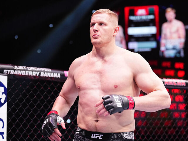 RIYADH, SAUDI ARABIA - JUNE 22: Sergei Pavlovich of Russia prepares to face Alexander Volkov of Russia in a heavyweight fight during the UFC Fight Night event at Kingdom Arena on June 22, 2024 in Riyadh, Saudi Arabia.
