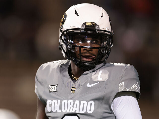 BOULDER, COLORADO - OCTOBER 26: Shedeur Sanders #2 of the Colorado Buffaloes warms up prior to the game against the Cincinnati Bearcats at Folsom Field on October 26, 2024 in Boulder, Colorado.