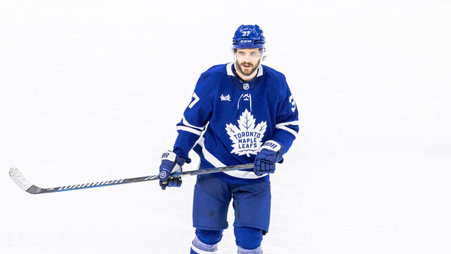 TORONTO, ON - OCTOBER 16: Toronto Maple Leafs defenseman Timothy Liljegren (37) is seen during the third period of an NHL game between the Los Angeles Kings and the Toronto Maple Leafs on October 16, 2024, at Scotiabank Arena in Toronto, ON.