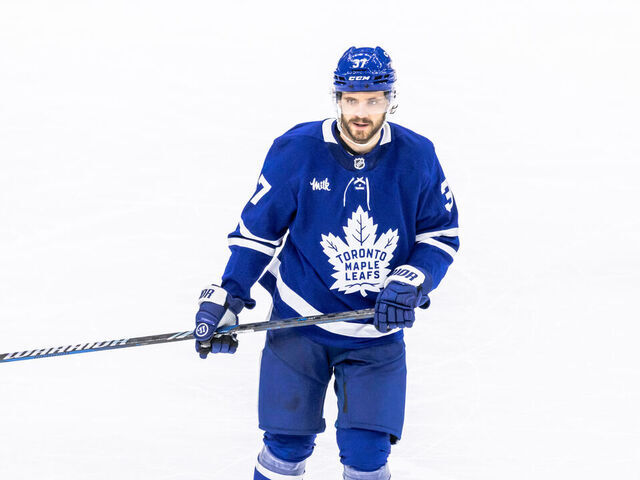 TORONTO, ON - OCTOBER 16: Toronto Maple Leafs defenseman Timothy Liljegren (37) is seen during the third period of an NHL game between the Los Angeles Kings and the Toronto Maple Leafs on October 16, 2024, at Scotiabank Arena in Toronto, ON.