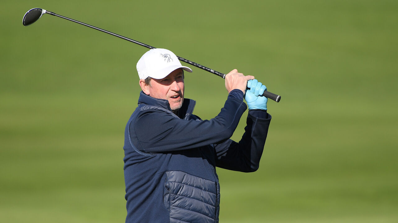 PEBBLE BEACH, CALIFORNIA - FEBRUARY 09: Former NHL player Wayne Gretzky plays a shot on the second hole during the final round of the AT&T Pebble Beach Pro-Am at Pebble Beach Golf Links on February 09, 2020 in Pebble Beach, California.