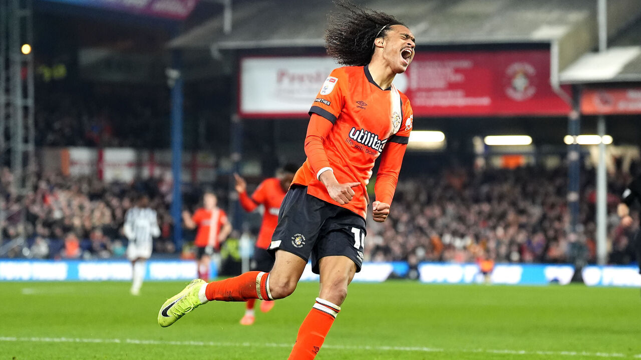 Luton Town's Tahith Chong celebrates scoring their side's first goal of the game during the Sky Bet Championship match at Kenilworth Road, Luton. Picture date: Friday November 1, 2024.