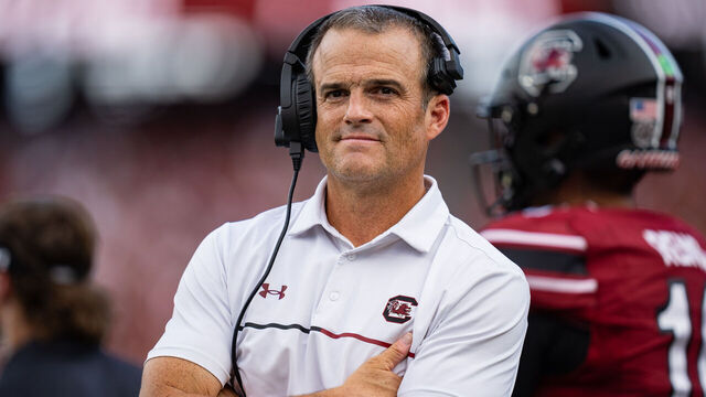 COLUMBIA, SOUTH CAROLINA - OCTOBER 05: Head coach Shane Beamer of the South Carolina Gamecocks looks on during their game against the Mississippi Rebels at Williams-Brice Stadium on October 05, 2024 in Columbia, South Carolina.