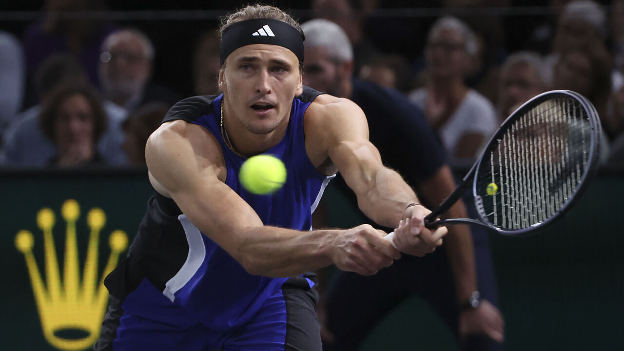 PARIS, FRANCE - NOVEMBER 2: Alexander Zverev of Germany during his semifinal against Holger Rune of Denmark on day six of the Rolex Paris Masters 2024 at Accor Arena on November 2, 2024 in Paris, France.
