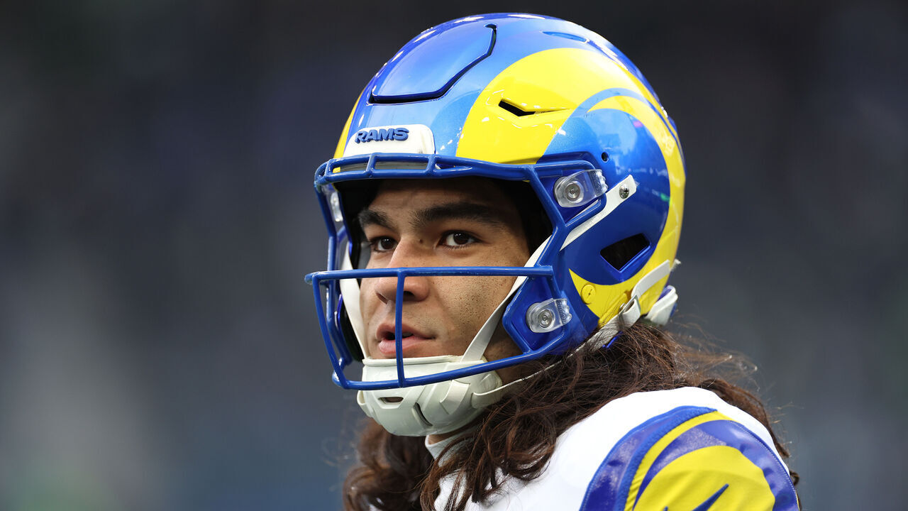 SEATTLE, WASHINGTON - NOVEMBER 03: Puka Nacua #17 of the Los Angeles Rams warms up prior to a game against the Seattle Seahawks at Lumen Field on November 03, 2024 in Seattle, Washington.