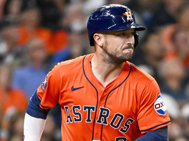 HOUSTON, TEXAS - JULY 26: Alex Bregman #2 of the Houston Astros bats against the Los Angeles Dodgers at Minute Maid Park on July 26, 2024 in Houston, Texas.