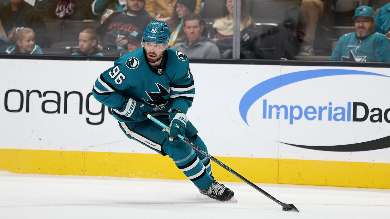 SAN JOSE, CALIFORNIA - NOVEMBER 02: Jake Walman #96 of the San Jose Sharks in action against the Vancouver Canucks at SAP Center on November 02, 2024 in San Jose, California.