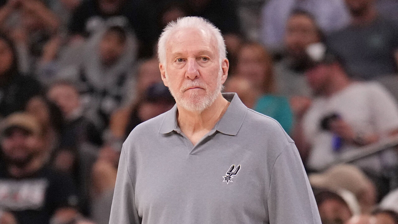 SAN ANTONIO, TX - OCTOBER 28: Head Coach Gregg Popovich of the San Antonio Spurs looks on during the game against the Houston Rockets on October 28, 2024 at the Frost Bank Center in San Antonio, Texas. Mandatory Copyright Notice: Copyright 2024 NBAE (Photos by Jesse D. Garrabrant/NBAE via Getty Images)