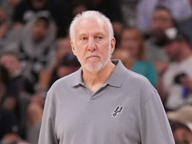 SAN ANTONIO, TX - OCTOBER 28: Head Coach Gregg Popovich of the San Antonio Spurs looks on during the game against the Houston Rockets on October 28, 2024 at the Frost Bank Center in San Antonio, Texas. Mandatory Copyright Notice: Copyright 2024 NBAE (Photos by Jesse D. Garrabrant/NBAE via Getty Images)