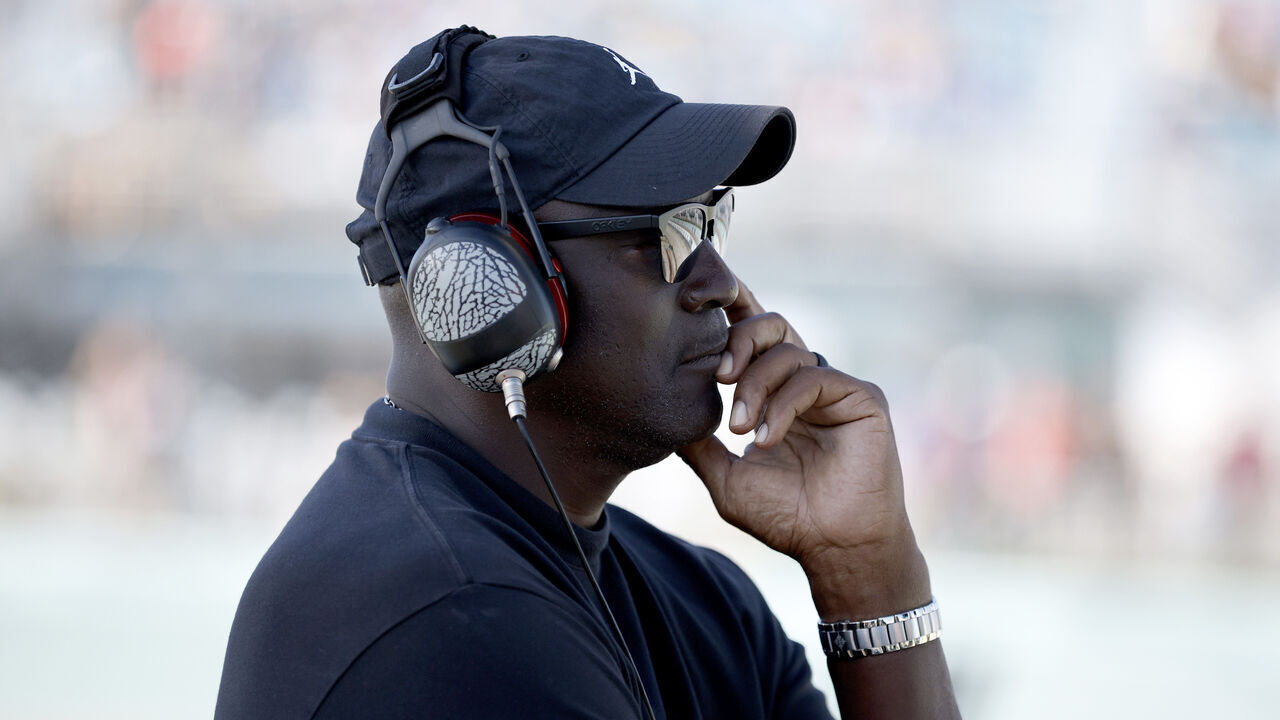 HOMESTEAD, FLORIDA - OCTOBER 27: Michael Jordan, NBA Hall of Famer and co-owner of 23XI Racing looks on from the grid during the NASCAR Cup Series Straight Talk Wireless 400 at Homestead-Miami Speedway on October 27, 2024 in Homestead, Florida.