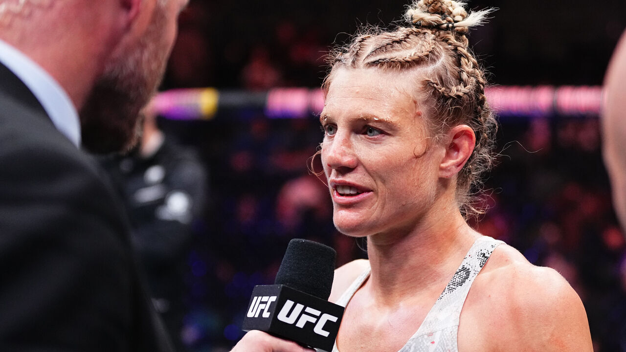 ATLANTIC CITY, NEW JERSEY - MARCH 30: Manon Fiorot of France reacts after her unanimous-decision victory against Erin Blanchfield in a flyweight bout during the UFC Fight Night event at Boardwalk Hall Arena on March 30, 2024 in Atlantic City, New Jersey.