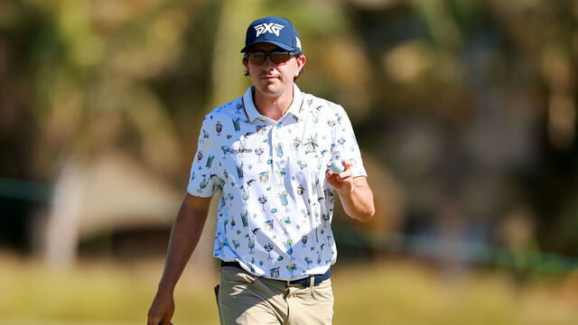 CABO SAN LUCAS, MEXICO - NOVEMBER 08: Nico Echavarria of Colombia reacts to a putt on the seventh green during the second round of the World Wide Technology Championship 2024 at El Cardonal at Diamante on November 08, 2024 in Cabo San Lucas, Mexico.