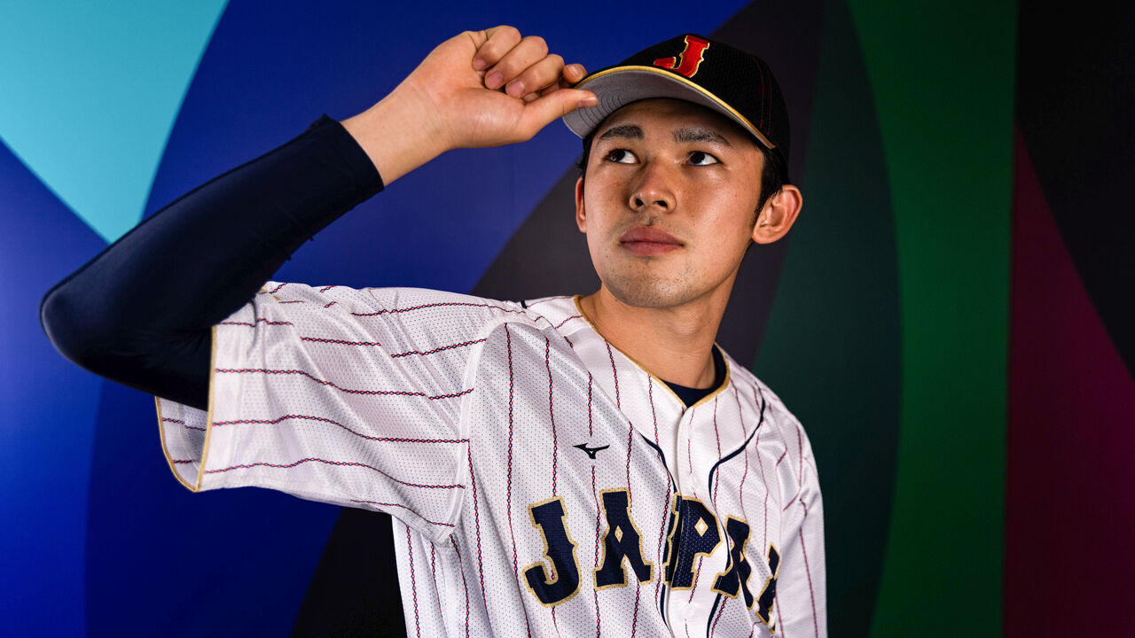 TOKYO, JAPAN - MARCH 08: Roki Sasaki #14 of Team Japan poses during the 2023 WBC Workout Day Tokyo at Tokyo Dome on Wednesday, March 8, 2023 in Tokyo, Japan.