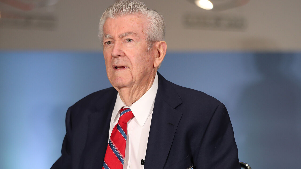 CHARLOTTE, NORTH CAROLINA - JANUARY 19: NASCAR Hall of Famers Bobby Allison looks on during the Blue Jacket Ceremony at NASCAR Hall of Fame on January 19, 2023 in Charlotte, North Carolina.