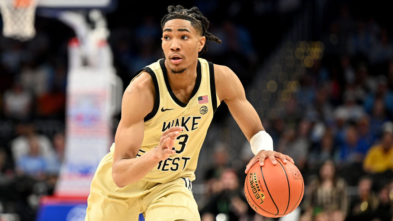 WASHINGTON, DC - MARCH 14: Hunter Sallis #23 of the Wake Forest Demon Deacons handles the ball against the Pittsburgh Panthers in the Quarterfinals of the ACC Men's Basketball Tournament at Capital One Arena on March 14, 2024 in Washington, DC.