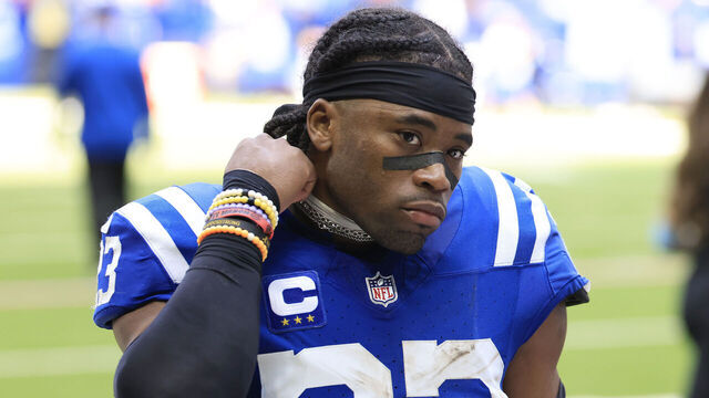 INDIANAPOLIS, INDIANA - SEPTEMBER 08: Kenny Moore II #23 of the Indianapolis Colts walks off the field after the game against the Houston Texans at Lucas Oil Stadium on September 08, 2024 in Indianapolis, Indiana.
