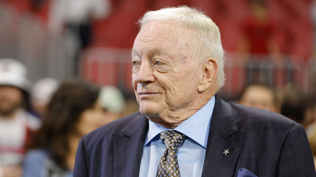 ATLANTA, GEORGIA - NOVEMBER 3: Dallas Cowboys owner Jerry Jones looks on prior to the game against the Atlanta Falcons at Mercedes-Benz Stadium on November 3, 2024 in Atlanta, Georgia.