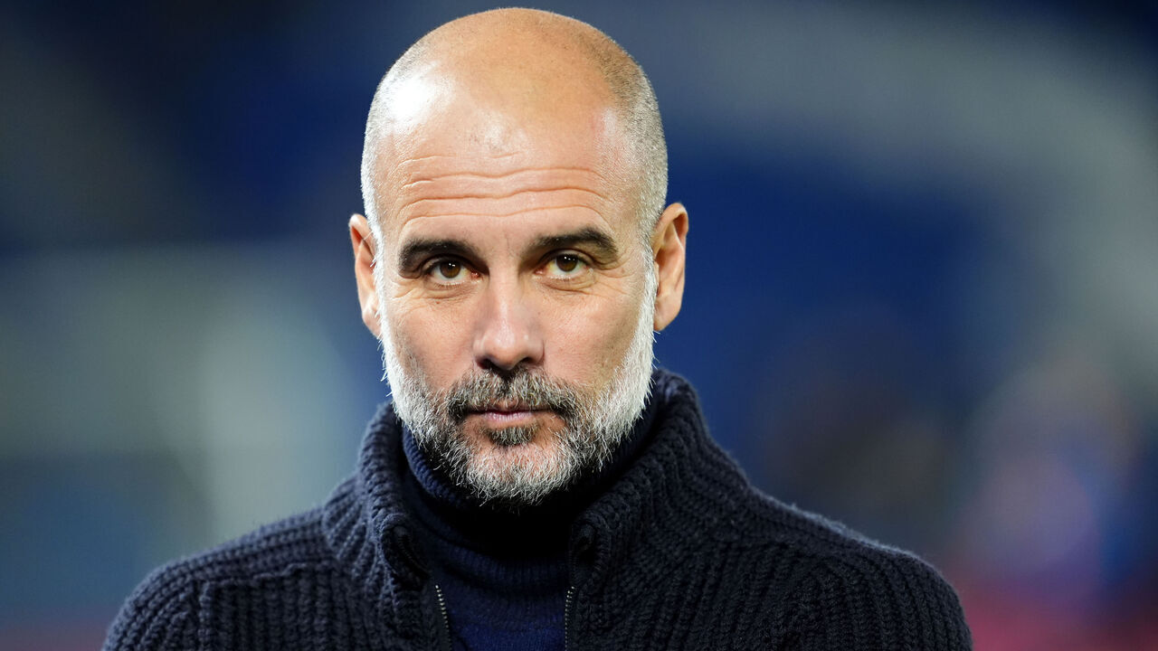 Manchester City manager Pep Guardiola before the Premier League match at American Express Stadium, Brighton. Picture date: Saturday November 9, 2024.