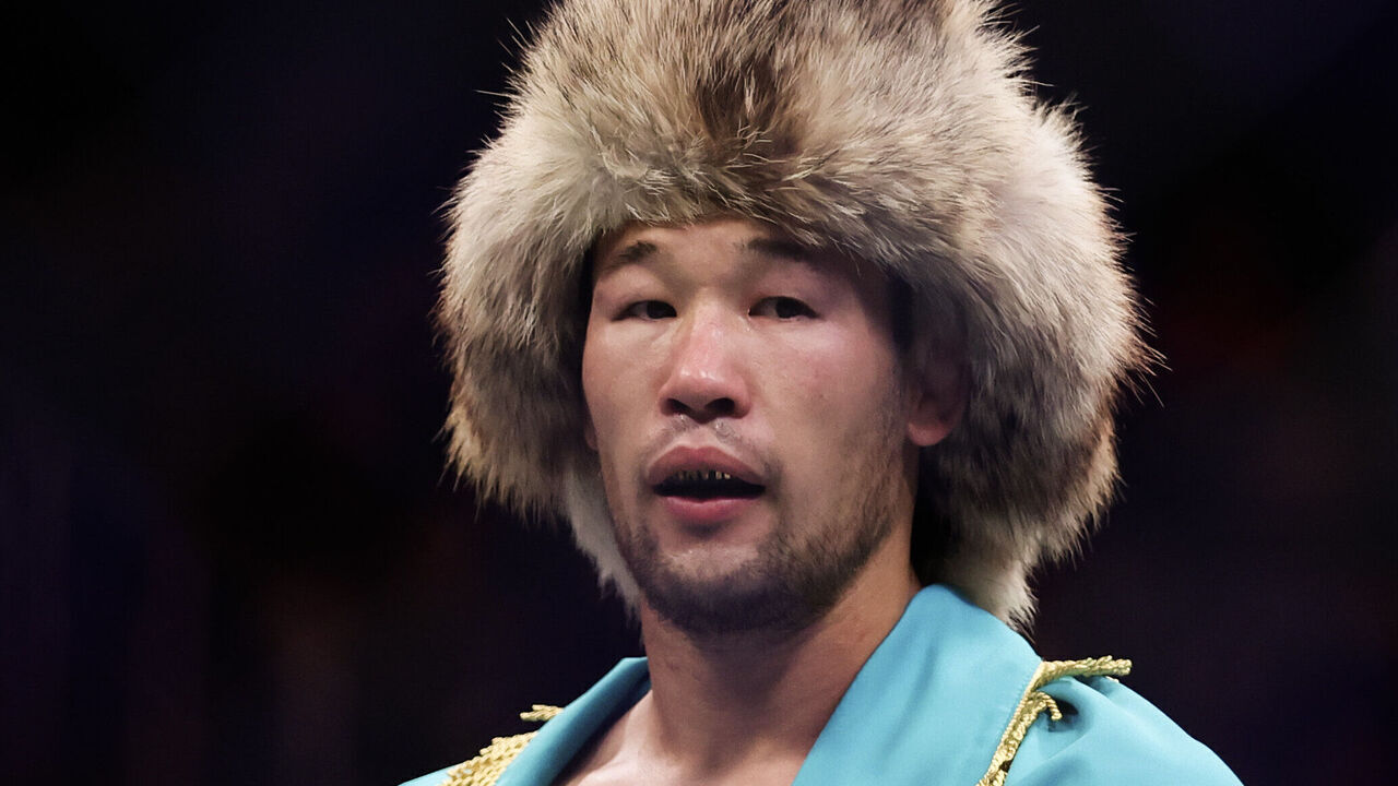 LAS VEGAS, NEVADA - DECEMBER 16: Shavkat Rakhmonov of Kazakhstan reacts to his win following a welterweight fight against Stephen Thompson of the United States during the UFC 296: Edwards vs. Covington event at T-Mobile Arena on December 16, 2023 in Las Vegas, Nevada.