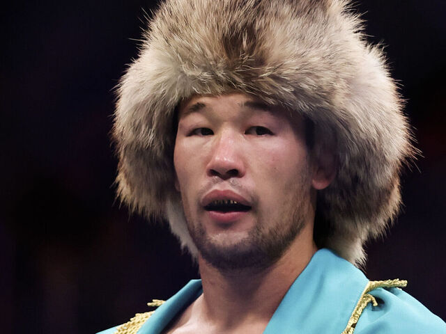 LAS VEGAS, NEVADA - DECEMBER 16: Shavkat Rakhmonov of Kazakhstan reacts to his win following a welterweight fight against Stephen Thompson of the United States during the UFC 296: Edwards vs. Covington event at T-Mobile Arena on December 16, 2023 in Las Vegas, Nevada.