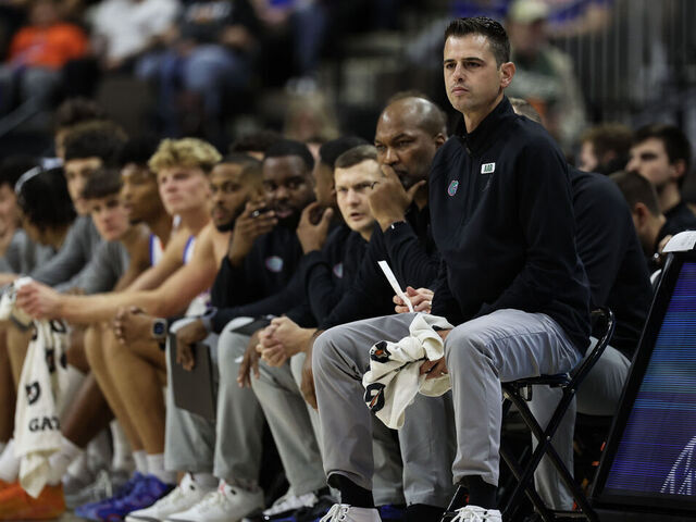 JACKSONVILLE, FLORIDA - NOVEMBER 04: Head coach Todd Golden of the Florida Gators looks on during the first half of a game against the South Florida Bulls at VyStar Veterans Memorial Arena on November 04, 2024 in Jacksonville, Florida.