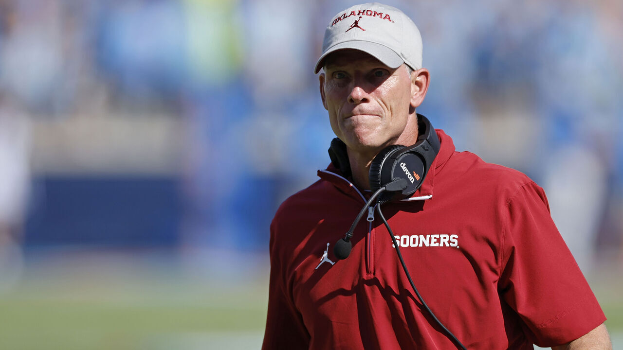 OXFORD, MS - OCTOBER 26: Oklahoma Sooners head coach Brent Venables looks on during a college football game against the Mississippi Rebels on October 26, 2024 at Vaught-Hemingway Stadium in Oxford, Mississippi.