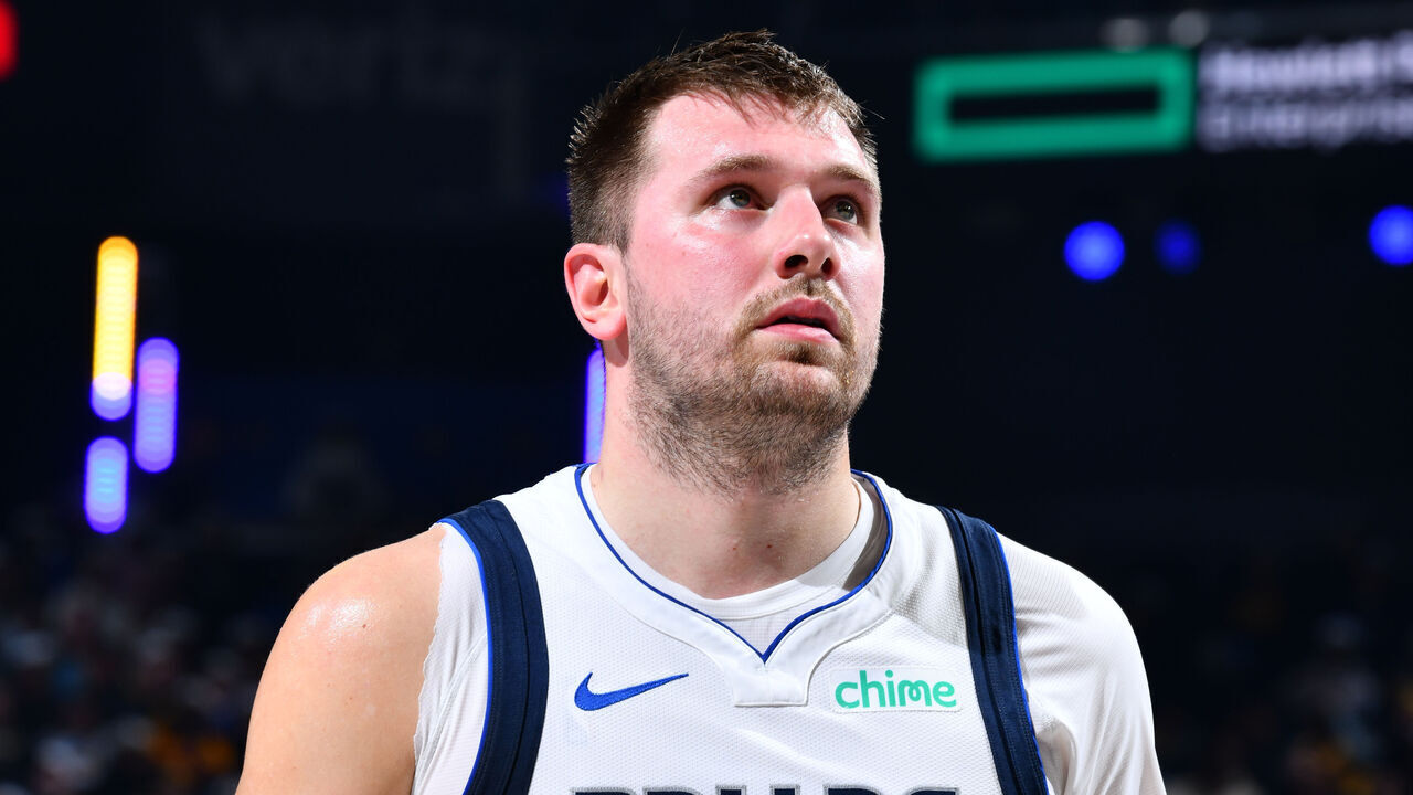 PHOENIX, AZ - NOVEMBER 12: Luka Doncic #77 of the Dallas Mavericks looks on during the game against the Golden State Warriors during the Emirates NBA Cup game on November 12, 2024 at Footprint Center in Phoenix, Arizona. Mandatory Copyright Notice: Copyright 2024 NBAE