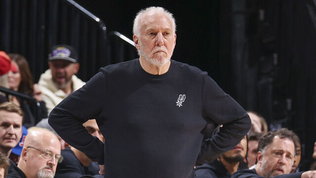 SALT LAKE CITY, UT - OCTOBER 31: Head Coach Gregg Popovich of the San Antonio Spurs looks on during the game on October 31, 2024 at Delta Center in Salt Lake City, Utah. Mandatory Copyright Notice: Copyright 2024 NBAE