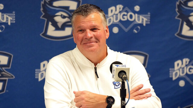OMAHA, NE- NOVEMBER 06: Head coach Greg McDermott of the Creighton Bluejays addresses the media after a college basketball game against the UTRGV Vaqueros at CHI Health Center on November 06, 2024 in Omaha, Nebraska.
