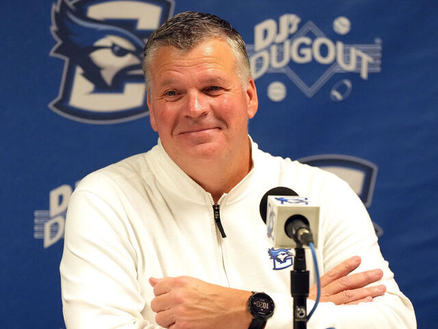 OMAHA, NE- NOVEMBER 06: Head coach Greg McDermott of the Creighton Bluejays addresses the media after a college basketball game against the UTRGV Vaqueros at CHI Health Center on November 06, 2024 in Omaha, Nebraska.