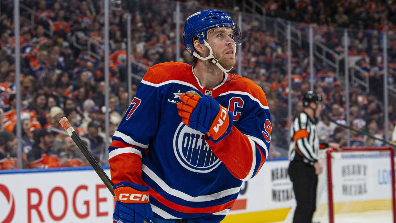 EDMONTON, ALBERTA - NOVEMBER 14: Connor McDavid #97 of the Edmonton Oilers looks on during the first period against the Nashville Predators at Rogers Place on November 14, 2024 in Edmonton, Alberta, Canada.