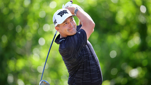 SOUTHAMPTON, BERMUDA - NOVEMBER 15: Justin Lower of the United States plays his shot from the fourth tee during the second round of the Butterfield Bermuda Championship 2024 at Port Royal Golf Course on November 15, 2024 in Southampton, Bermuda.