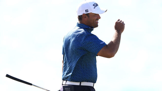 SOUTHAMPTON, BERMUDA - NOVEMBER 16: Rafael Campos of Puerto Rico reacts to his putt on the 16th green during the third round of the Butterfield Bermuda Championship 2024 at Port Royal Golf Course on November 16, 2024 in Southampton, Bermuda.