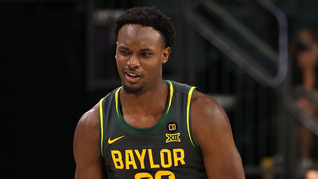 WACO, TEXAS - NOVEMBER 12: Jalen Celestine #32 of the Baylor Bears celebrates after scoring during the second half against the Sam Houston State Bearkats at Foster Pavilion on November 12, 2024 in Waco, Texas.
