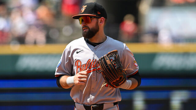 CLEVELAND, OHIO - AUGUST 04: Colton Cowser #17 of the Baltimore Orioles runs off the field after the third inning against the Cleveland Guardians at Progressive Field on August 04, 2024 in Cleveland, Ohio.