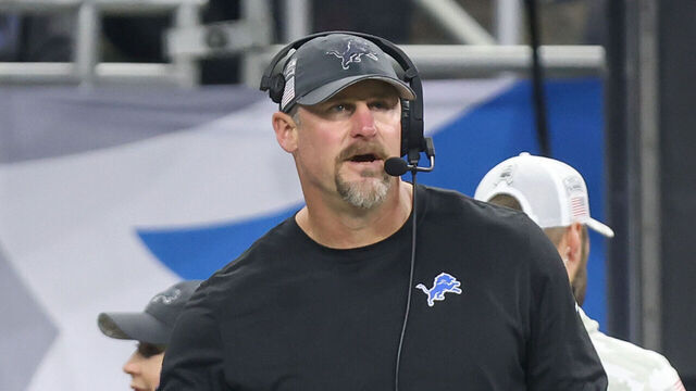 DETROIT, MI - NOVEMBER 17: Detroit Lions head coach Dan Campbell watches the action on the field during the third quarter of an NFL regular season football game between the Jacksonville Jaguars and the Detroit Lions on November 17, 2024 at Ford Field in Detroit, Michigan.