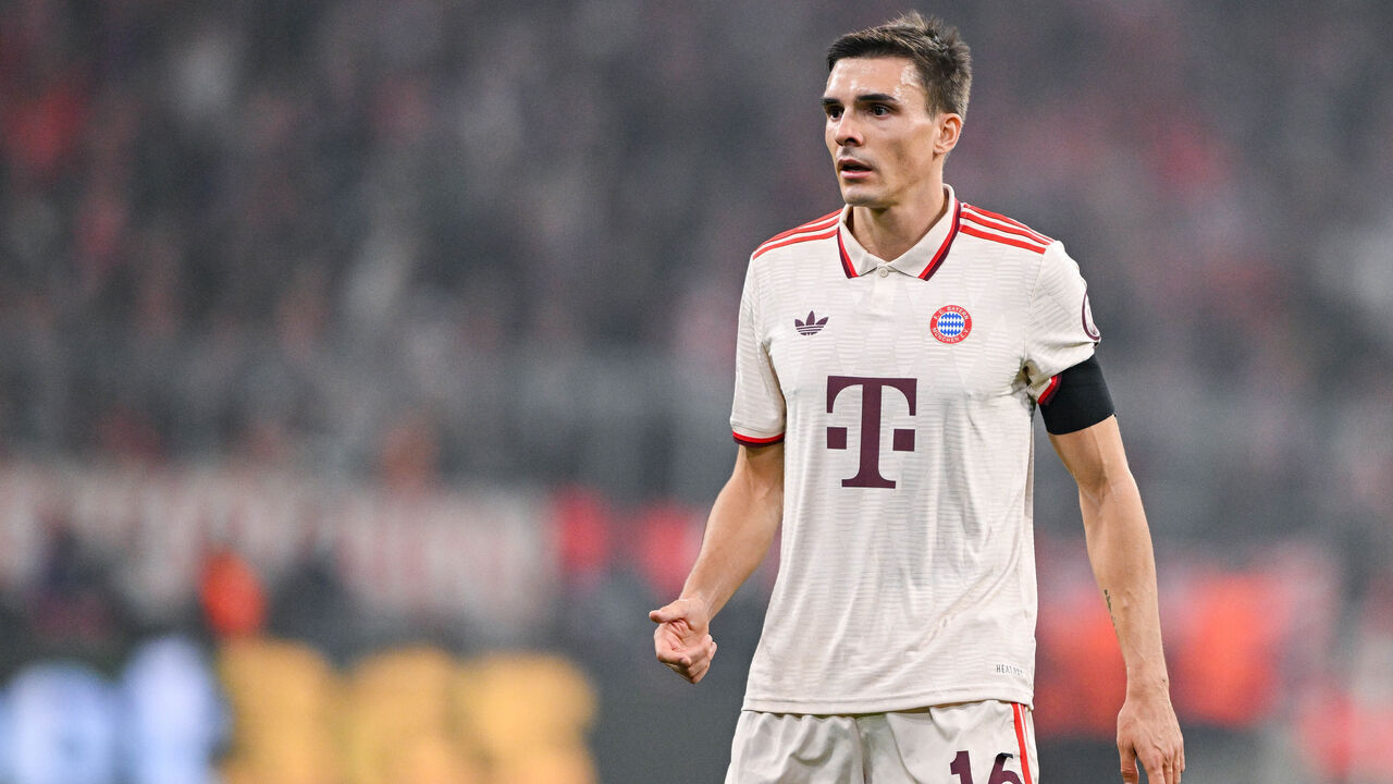 Munich, Germany - November 6: Joao Palhinha of Bayern Muenchen gestures during the UEFA Champions League 2024/25 League Phase MD4 match between FC Bayern München and SL Benfica at Allianz Arena on November 6, 2024 in Munich, Germany.