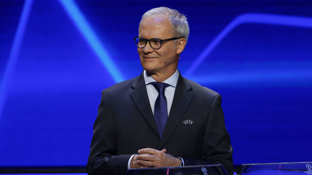 MONACO, MONACO - AUGUST 31: Giorgio Marchetti UEFA Vice General Secretary looks on during the UEFA 2023/24 European Club Football Season Kick-Off event at Grimaldi Forum on August 31, 2023 in Monaco, Monaco.