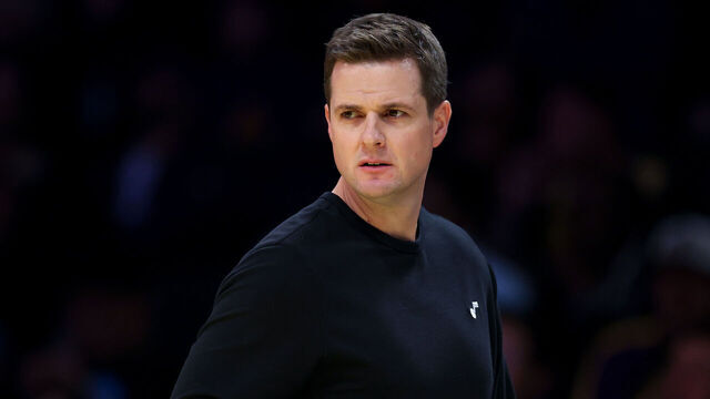 LOS ANGELES, CALIFORNIA - NOVEMBER 19: Head coach Will Hardy of the Utah Jazz looks on while playing the Los Angeles Lakers during the first quarter of the Emirates NBA Cup at Crypto.com Arena on November 19, 2024 in Los Angeles, California.
