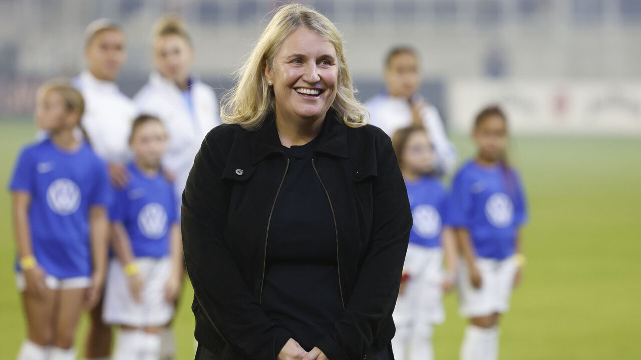 LOUISVILLE, KENTUCKY - OCTOBER 30: United States head coach Emma Hayes looks on before a friendly against Argentina at Lynn Family Stadium on October 30, 2024 in Louisville, Kentucky.