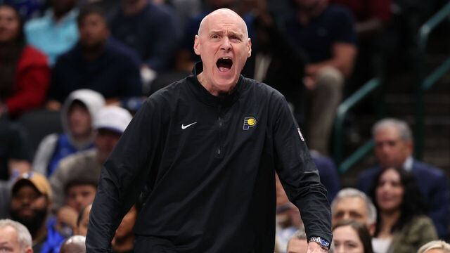 DALLAS, TEXAS - NOVEMBER 04: Head coach Rick Carlisle of the Indiana Pacers reacts during the first half against the Dallas Mavericks at American Airlines Center on November 04, 2024 in Dallas, Texas.