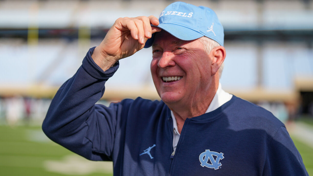 CHAPEL HILL, NORTH CAROLINA - SEPTEMBER 14: Head coach Mack Brown of the North Carolina Tar Heels watches his team play against the North Carolina Central Eagles during the game at Kenan Memorial Stadium on September 14, 2024 in Chapel Hill, North Carolina.