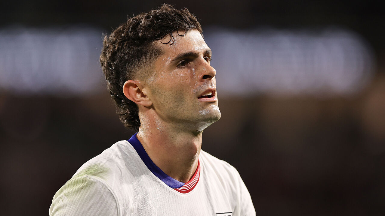ST LOUIS, MISSOURI - NOVEMBER 18: Christian Pulisic #10 of United States looks on during the Quarterfinals - Leg Two - 2024 Concacaf Nations League match between Jamaica and United States at Citypark on November 18, 2024 in St Louis, Missouri.