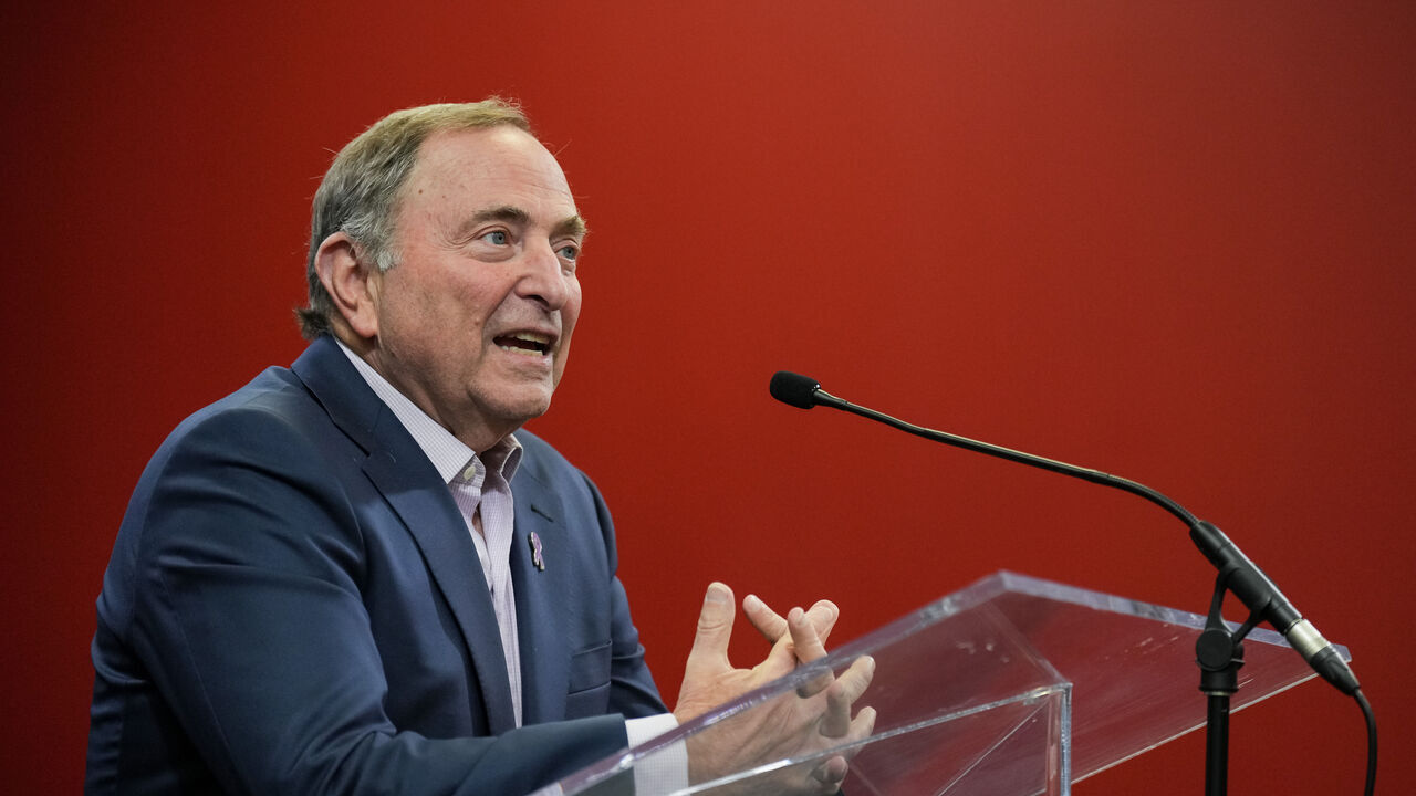 OTTAWA, Canada - NOVEMBER 19: NHL Commissioner Gary Bettman speaks during a media availability prior to a game between the Ottawa Senators and the Edmonton Oilers at Canadian Tire Centre on November 19, 2024 in Ottawa, Ontario, Canada.