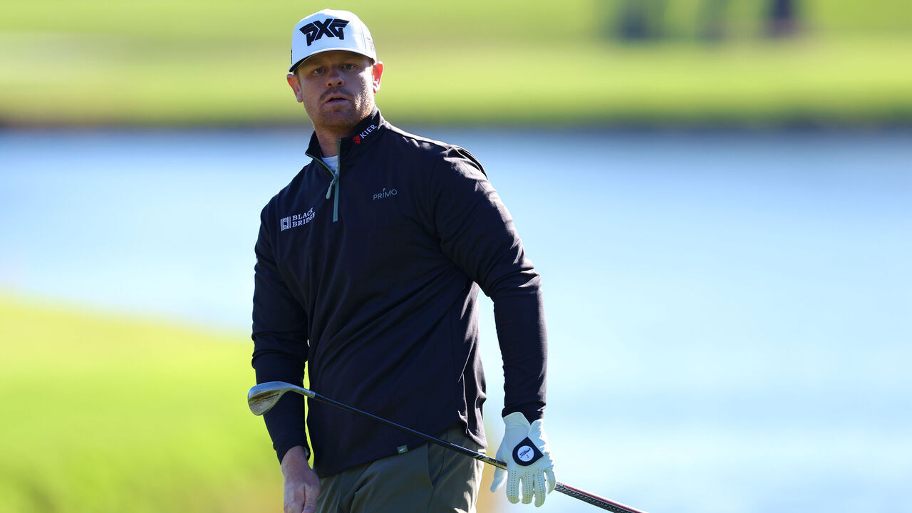 ST SIMONS ISLAND, GEORGIA - NOVEMBER 22: Patrick Fishburn of the United States plays a shot onto the 17th green during the second round of The RSM Classic 2024 on the Plantation course at Sea Island Resort on November 22, 2024 in St Simons Island, Georgia.