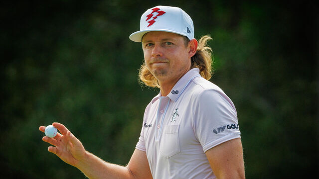 Cameron Smith of Australia reacts during the second round of the Australian PGA Championship at the Royal Queensland Golf Club in Brisbane on November 23, 2024.