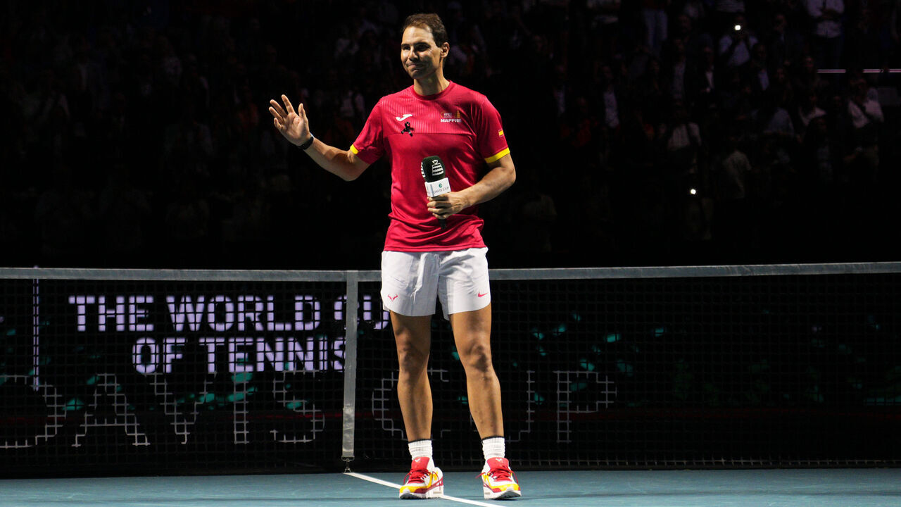 MALAGA, SPAIN - NOVEMBER 19: Rafa Nadal's farewell to professional tennis after being knocked out of the Quarter-Final of the Davis Cup Final at Palacio de Deportes Jose Maria Martin Carpena on November 19, 2024 in Malaga, Spain.